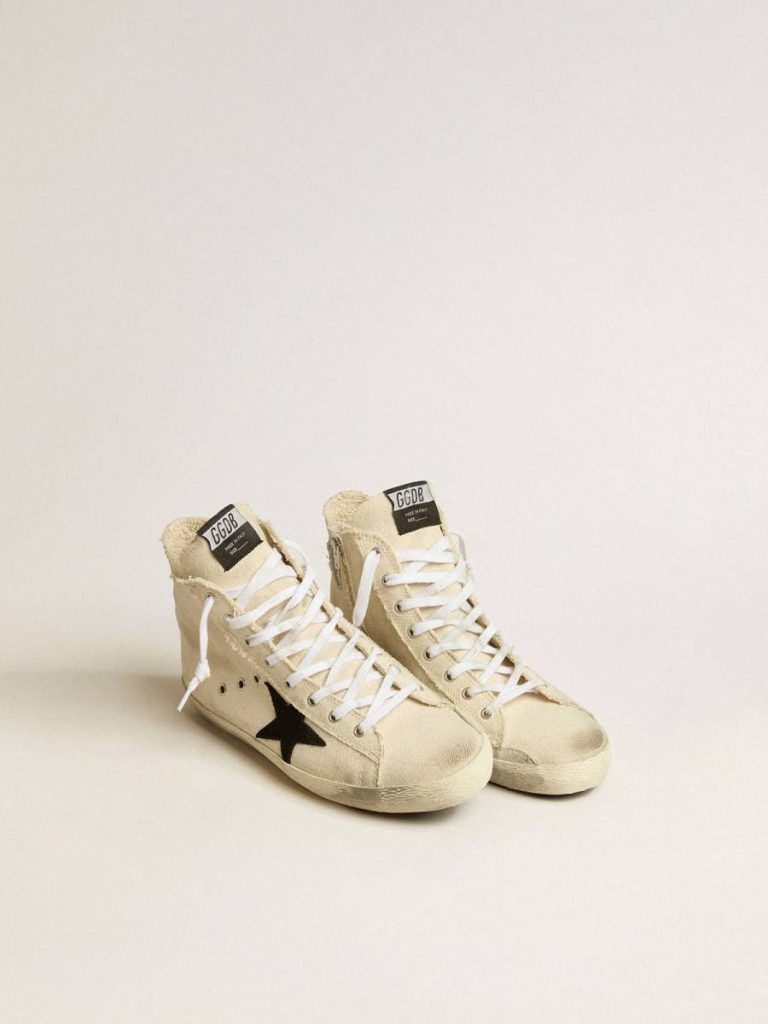 Francy Penstar In Canvas With Black Suede Star And Leather Heel Tab Francy Men Golden Goose