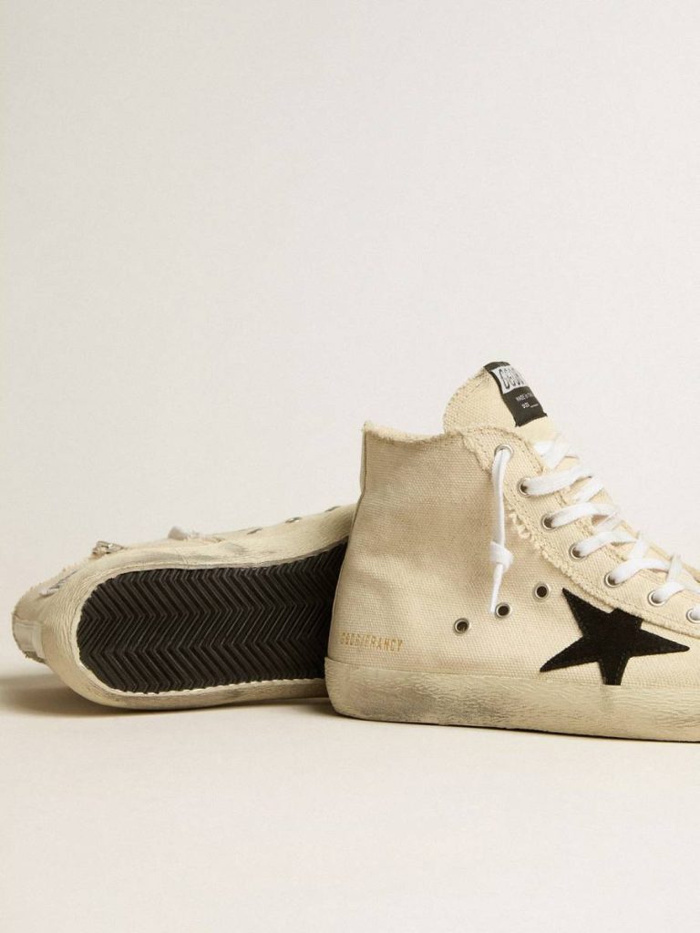 Francy Penstar In Canvas With Black Suede Star And Leather Heel Tab Francy Men Golden Goose