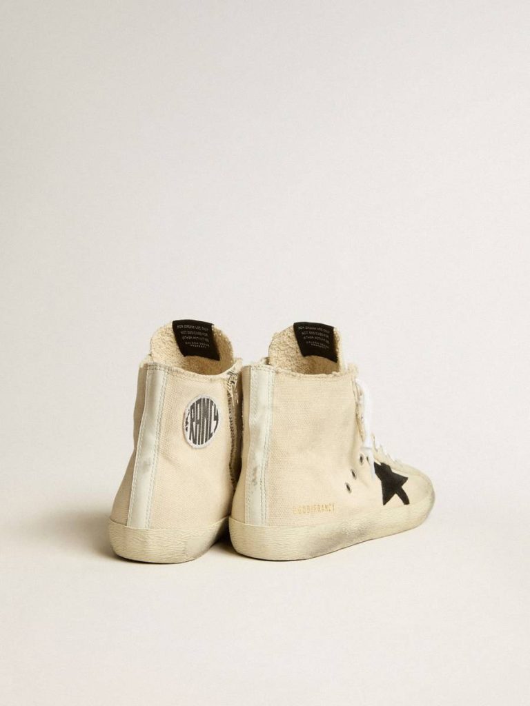 Francy Penstar In Canvas With Black Suede Star And Leather Heel Tab Francy Men Golden Goose