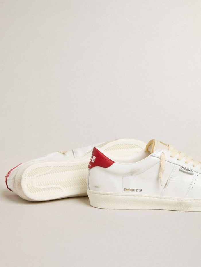 Ggdb Classics Golden Goose Matchstar In Glossy White Leather With Glossy Red Leather Heel Tab White Men