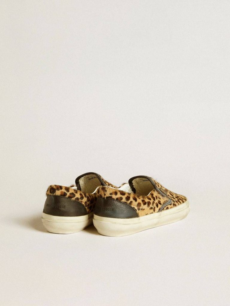 Ggdb Classics Golden Goose Men's Vce Penstar In Leopard-Print Pony Skin With Black Leather Heel Tab Men