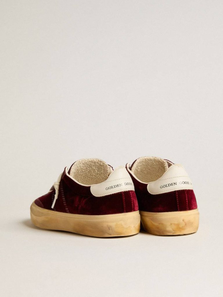 Ggdb Classics Soul Star In Burgundy Velvet With White Leather Heel Tab Golden Goose Women