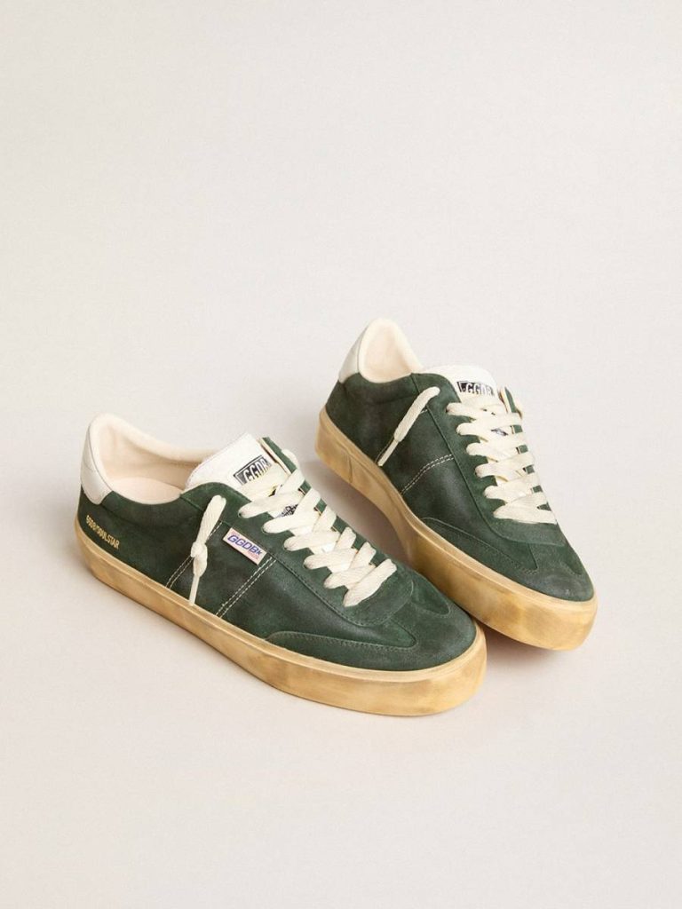 Ggdb Classics Soul Star In Green Suede With Milk-White Leather Heel Tab Golden Goose Men