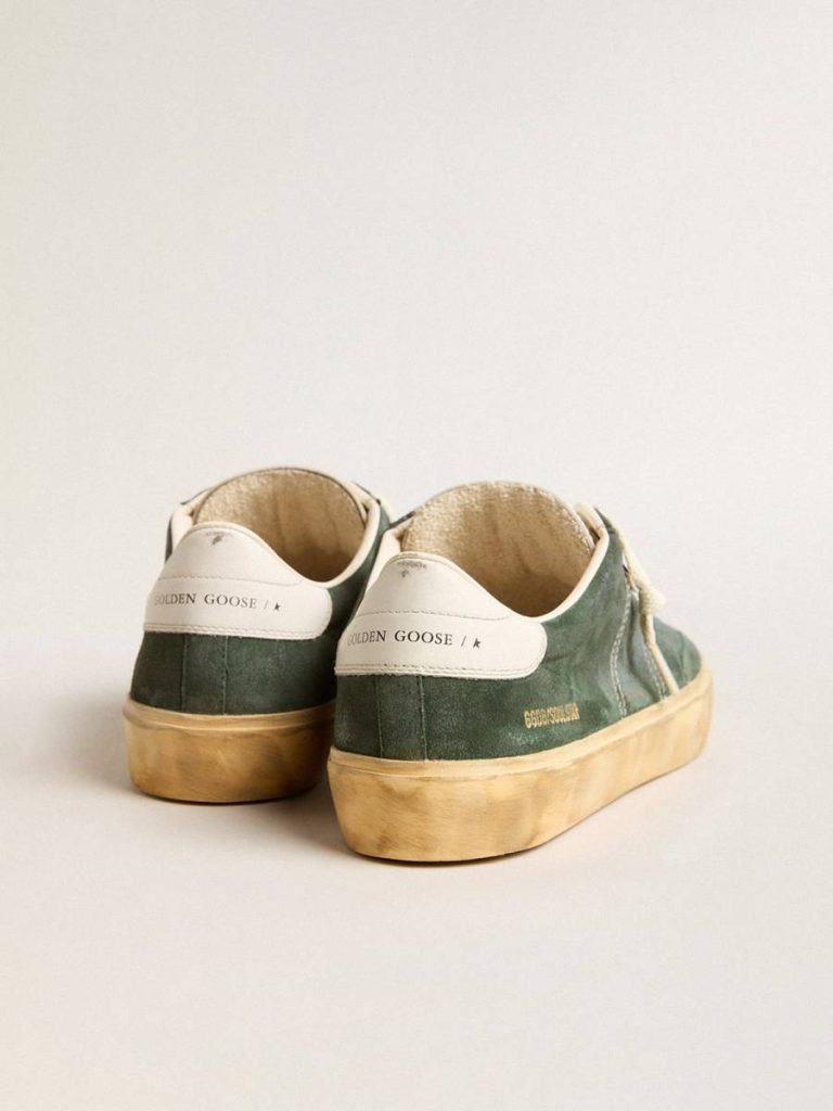 Ggdb Classics Soul Star In Green Suede With Milk-White Leather Heel Tab Golden Goose Men