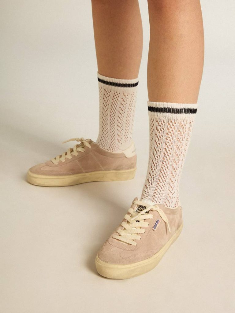 Ggdb Classics Women Soul Star In Pink Suede With Milk-White Leather Heel Tab Golden Goose