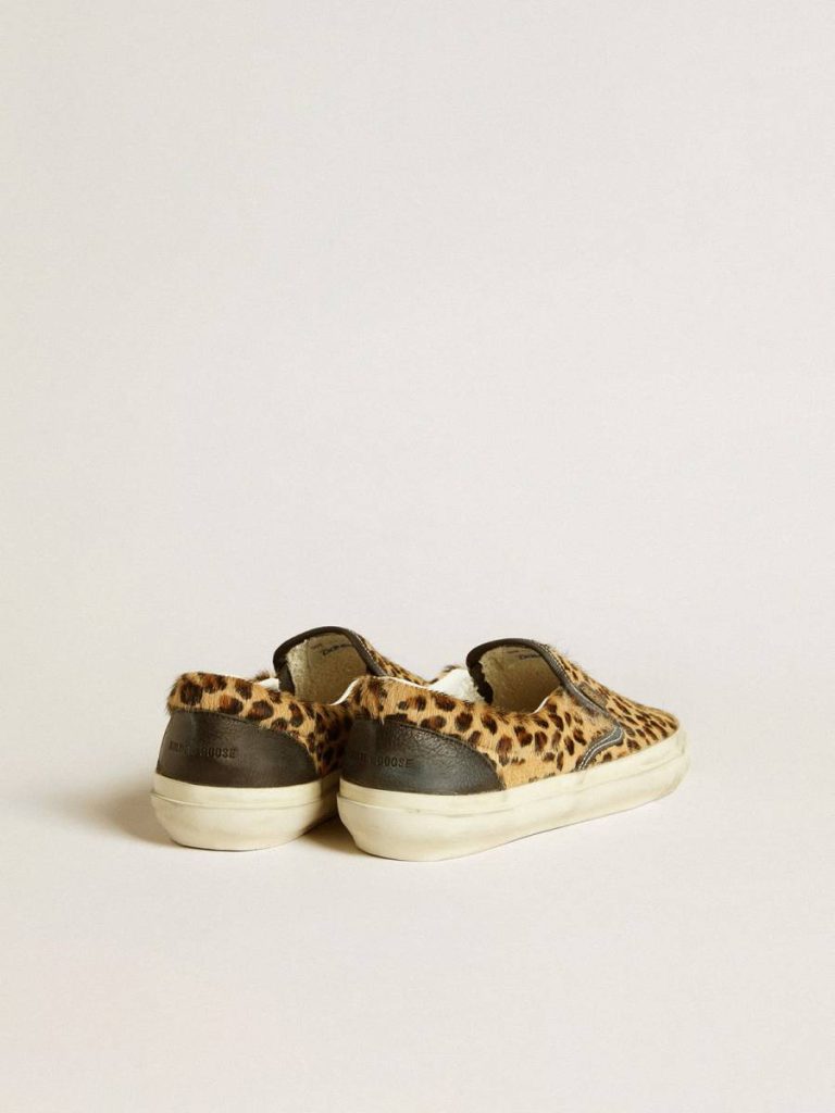 Ggdb Classics Women's Vce Penstar In Leopard-Print Pony Skin With Black Leather Heel Tab Women Golden Goose
