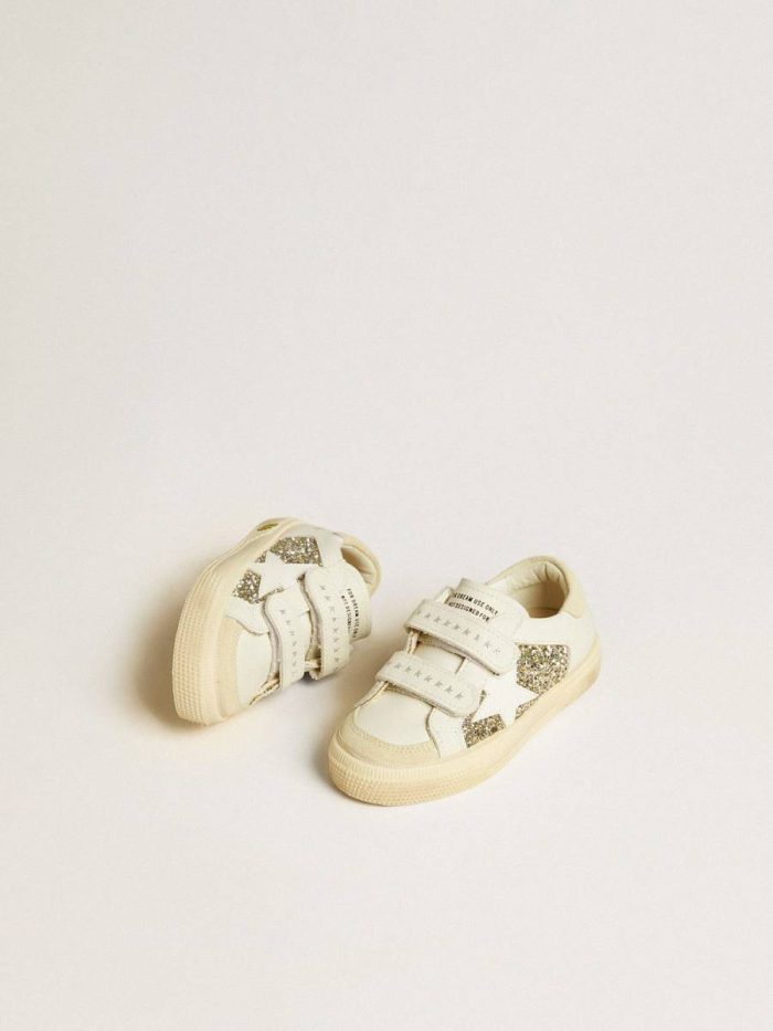 Girls (4-10 Years) May School Young In Glitter With Leather Star And Suede Heel Tab Kids Golden Goose