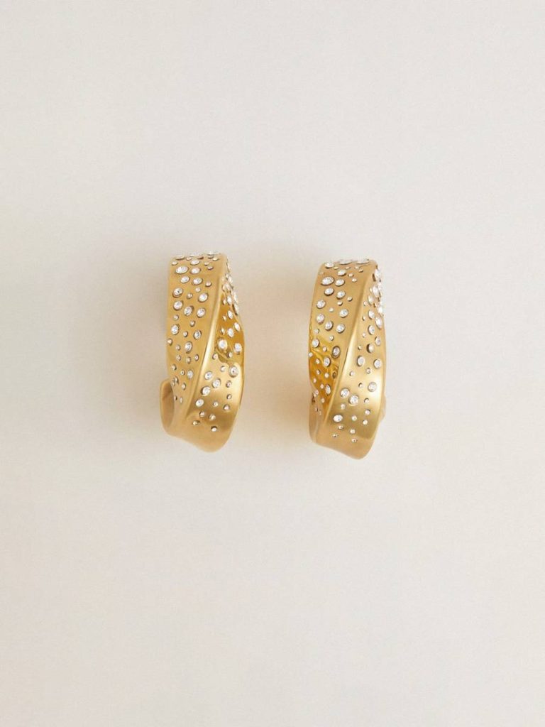 Gold Gold Hoop Earrings With Crystals Women Golden Goose Jewelry