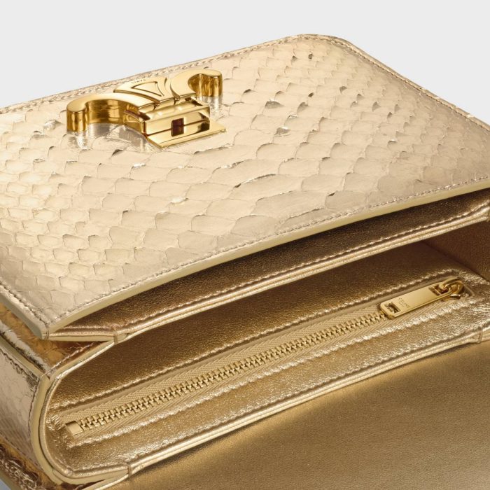 Gold Teen Garance Bag In Laminated Python Celine Shoulder Bags Women