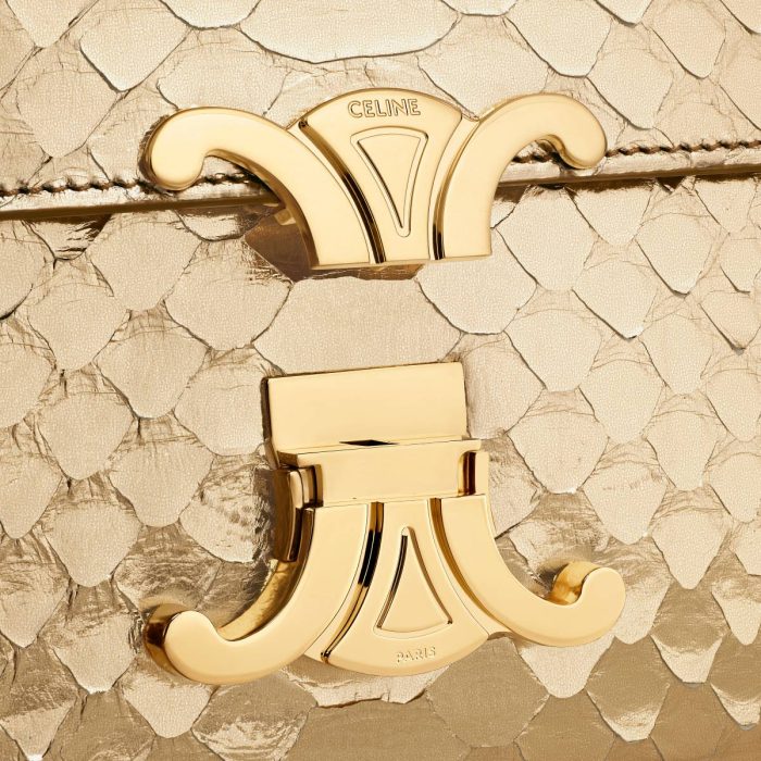 Gold Teen Garance Bag In Laminated Python Celine Shoulder Bags Women
