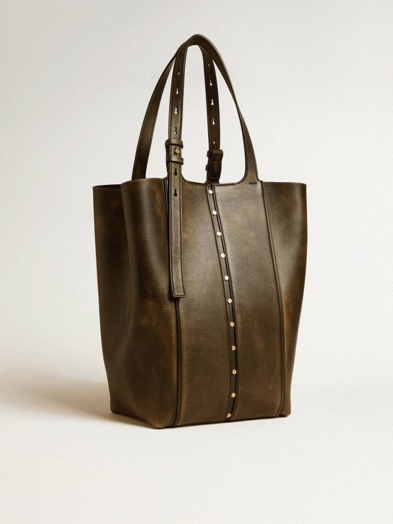 Golden Goose 24/7 Bag In Black Distressed Leather With Adjustable Handles Black Women Handle Bags