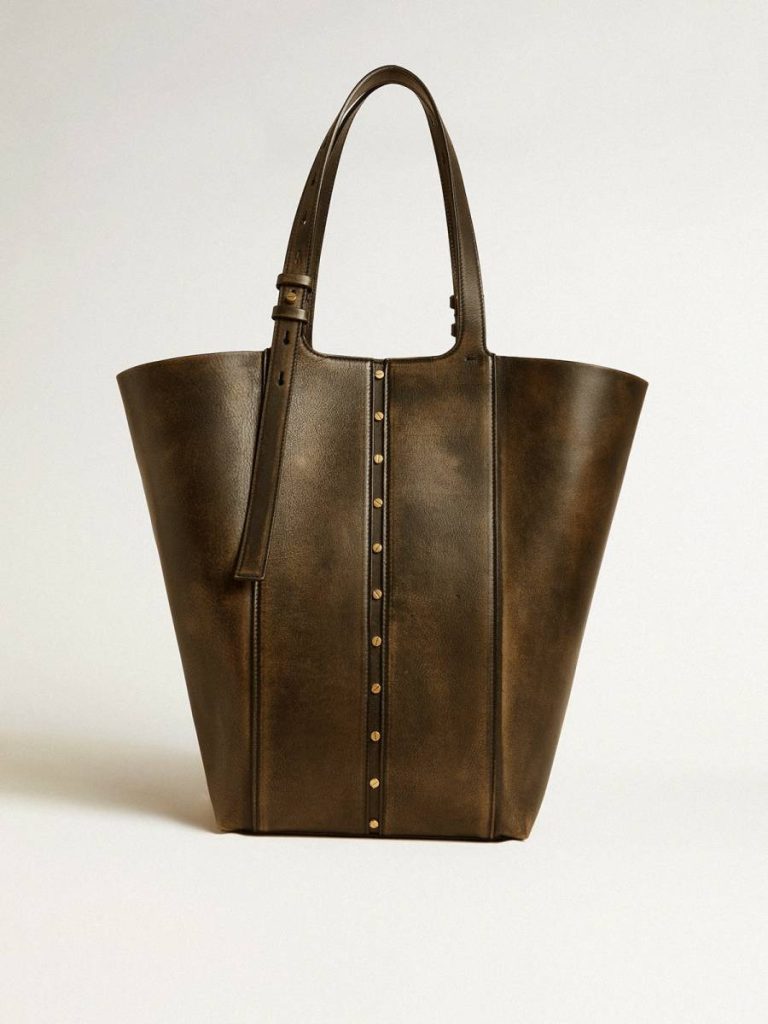 Golden Goose 24/7 Bag In Black Distressed Leather With Adjustable Handles Black Women Handle Bags