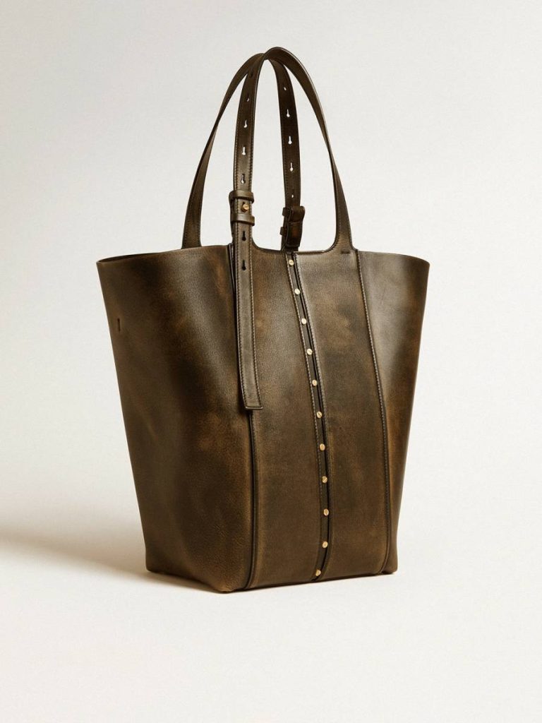 Golden Goose 24/7 Bag In Black Distressed Leather With Adjustable Handles Black Women Handle Bags