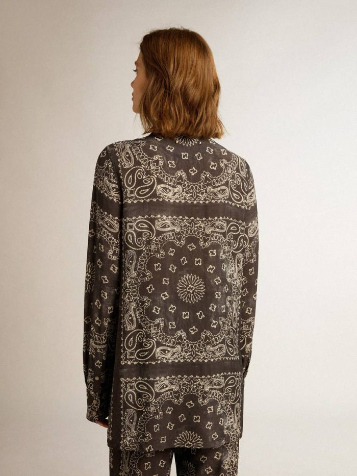 Golden Goose Anthracite Gray Women Shirts Pajama Shirt In Anthracite Gray With Paisley Print