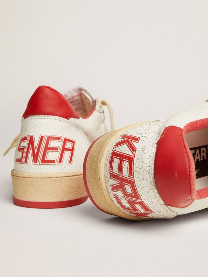 Golden Goose Ball Star Women Women's Ball Star In White Leather With Red Star And Heel Tab