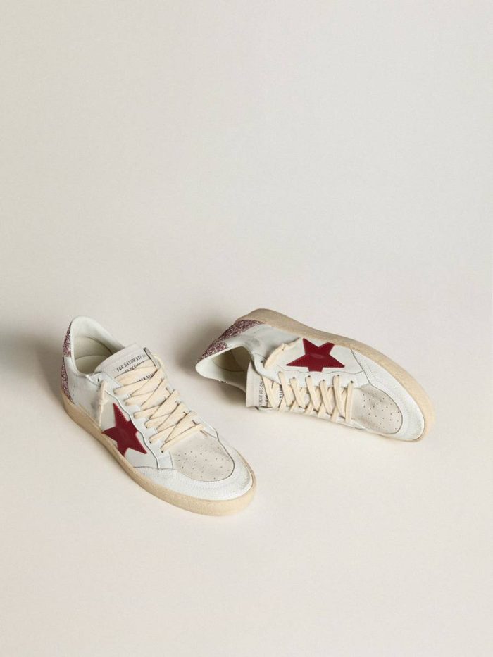 Golden Goose Ball Star Women Women's Ball Star Ltd With Red Leather Star And Pink Glitter Heel Tab