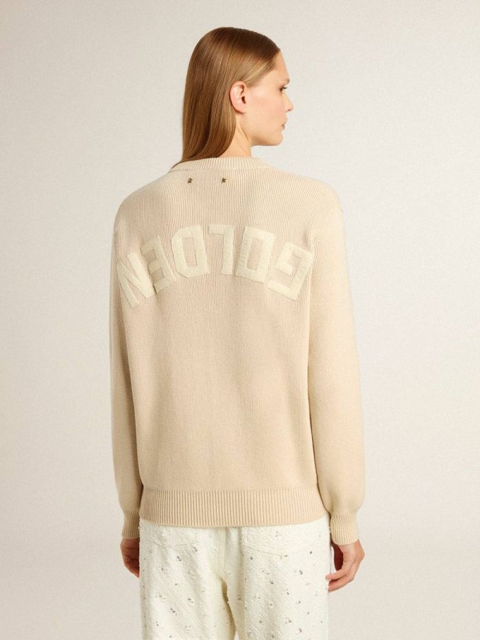 Golden Goose Beige Women's Beige Sweater With 'Golden' Lettering On The Back Women Knitwear