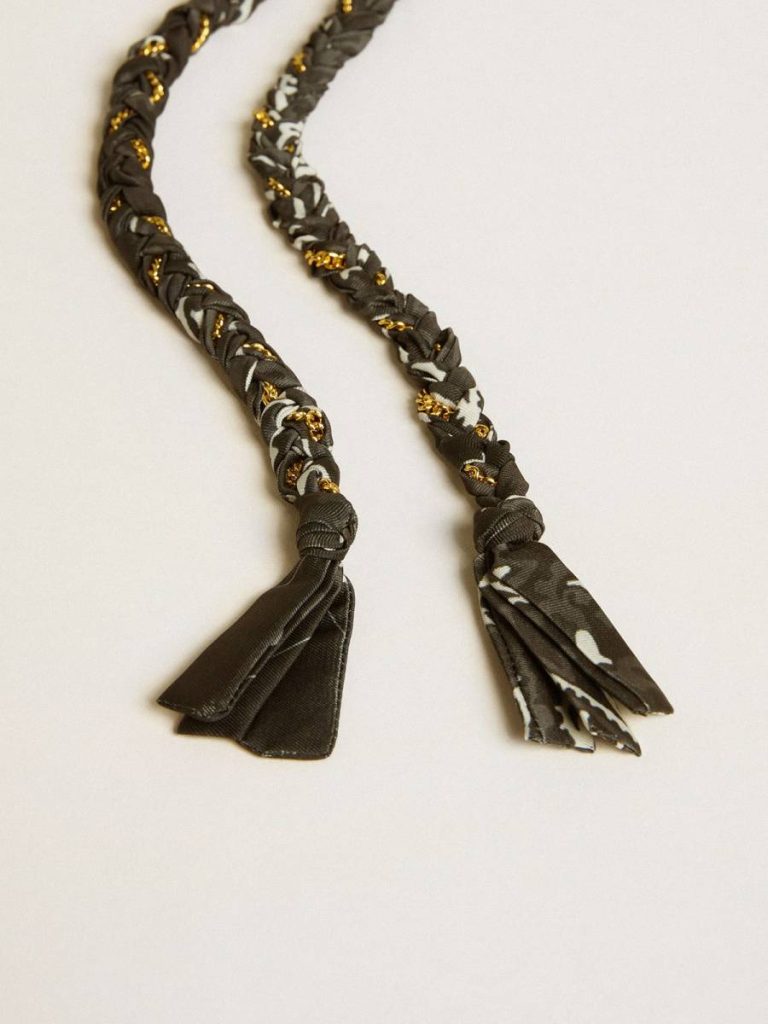 Golden Goose Black Braided Fabric Charm With Brass Chain Bag Accessories Women