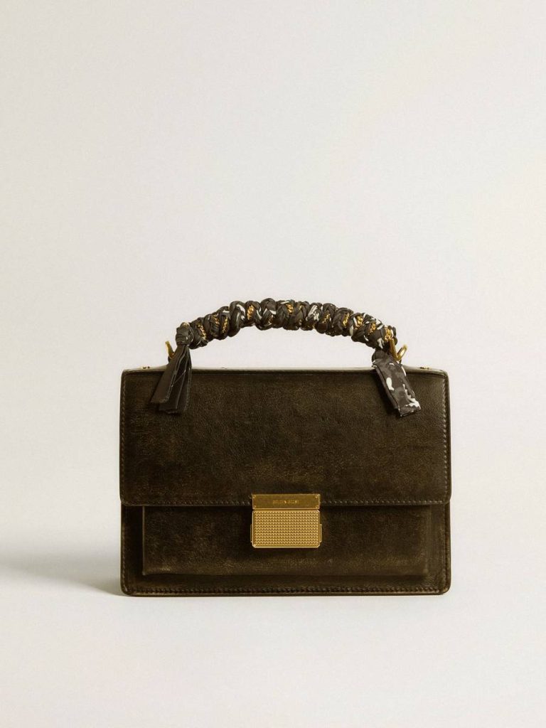 Golden Goose Black Braided Fabric Charm With Brass Chain Bag Accessories Women