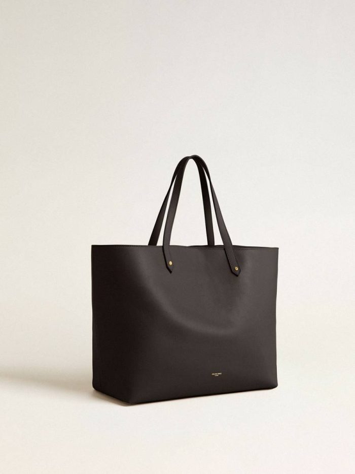 Golden Goose Black Pasadena Bag Made Of Smooth Leather With Gold Logo Women Black Shoulder Bags