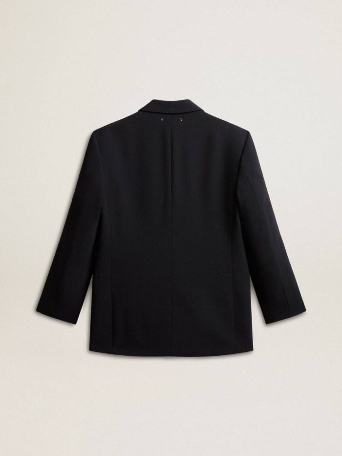 Golden Goose Blazers Women Women’s Black Wool-Blend Blazer Jacket Black