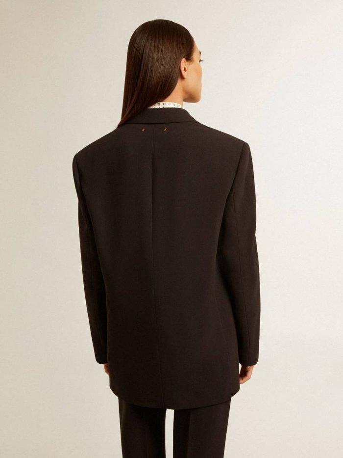 Golden Goose Blazers Women Women’s Black Wool-Blend Blazer Jacket Black