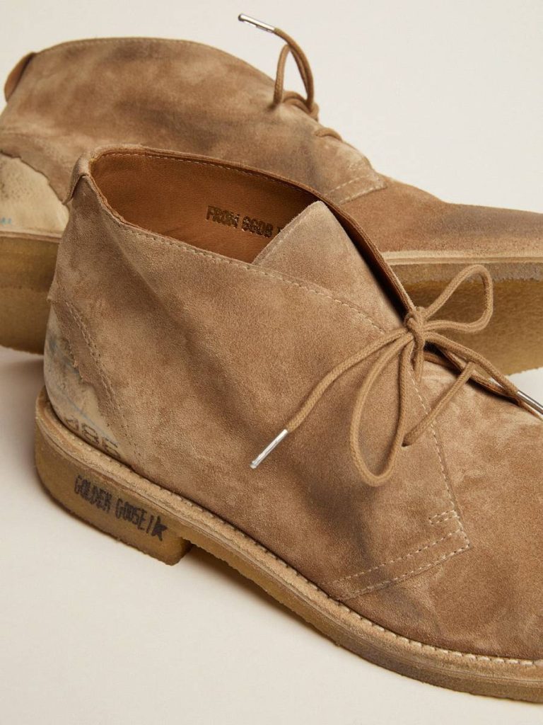 Golden Goose Boots Men Noel Ankle Boots In Caramel-Colored Suede