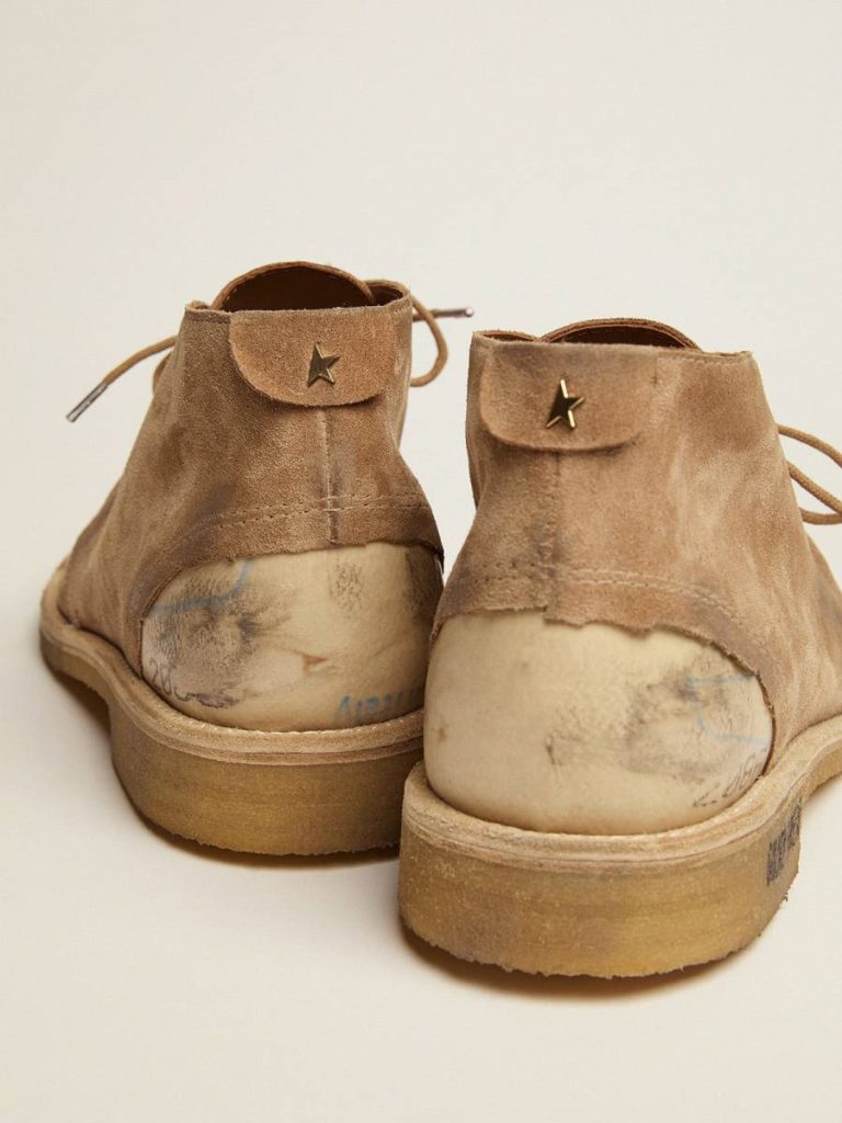 Golden Goose Boots Men Noel Ankle Boots In Caramel-Colored Suede