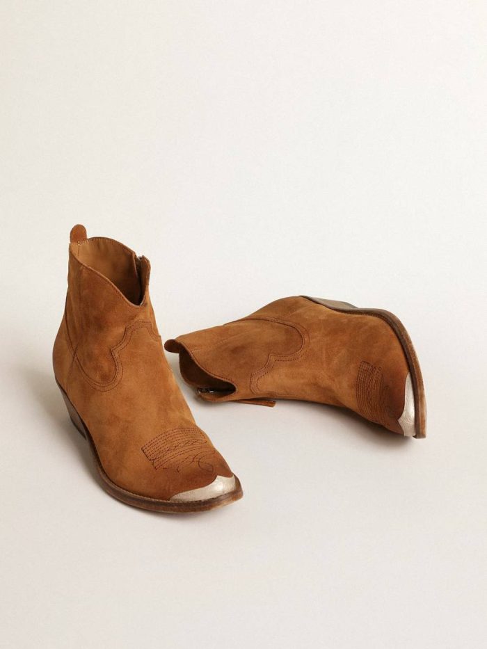 Golden Goose Boots Young Ankle Boots In Cognac-Colored Suede Women