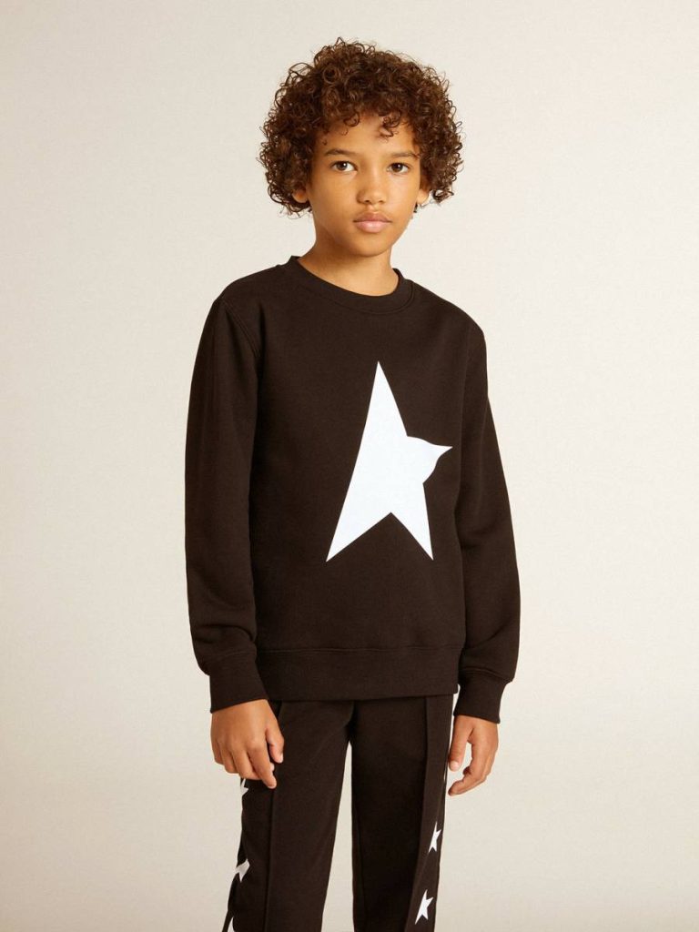 Golden Goose Boys’ Black Sweatshirt With White Maxi Star On The Front Black Topwear Selection (4-12 Years) Kids