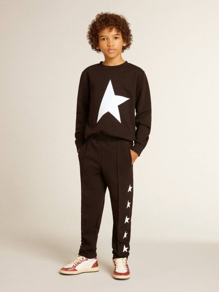 Golden Goose Boys’ Black Sweatshirt With White Maxi Star On The Front Black Topwear Selection (4-12 Years) Kids