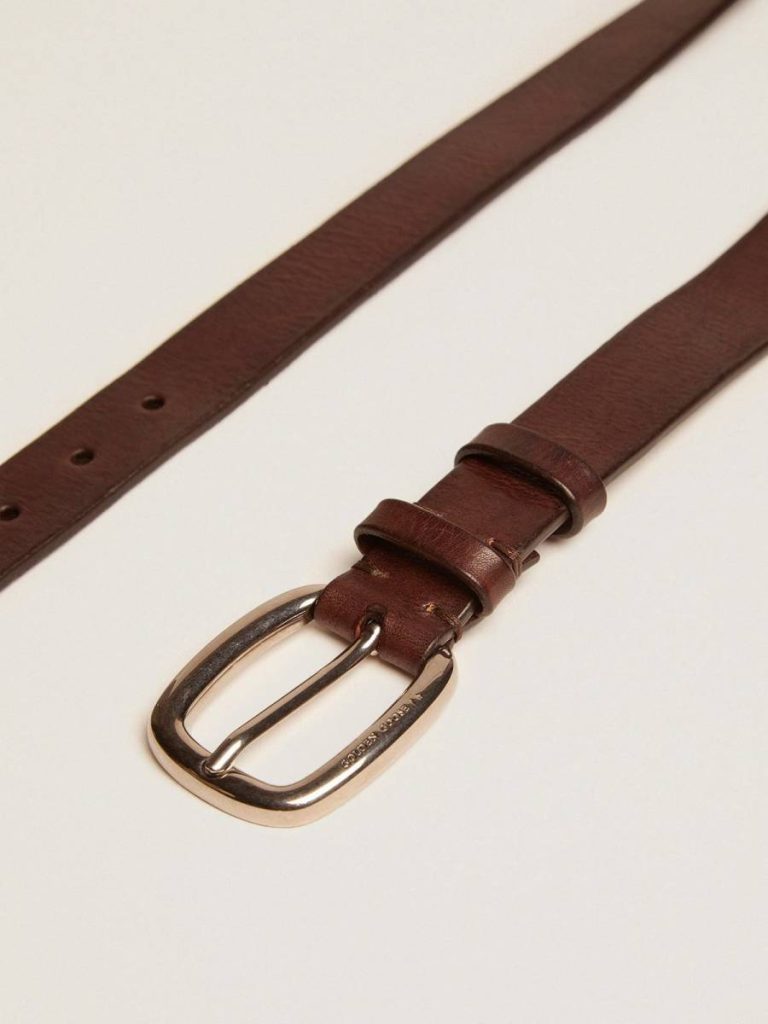 Golden Goose Brown Houston Belt In Washed Leather Belts Men