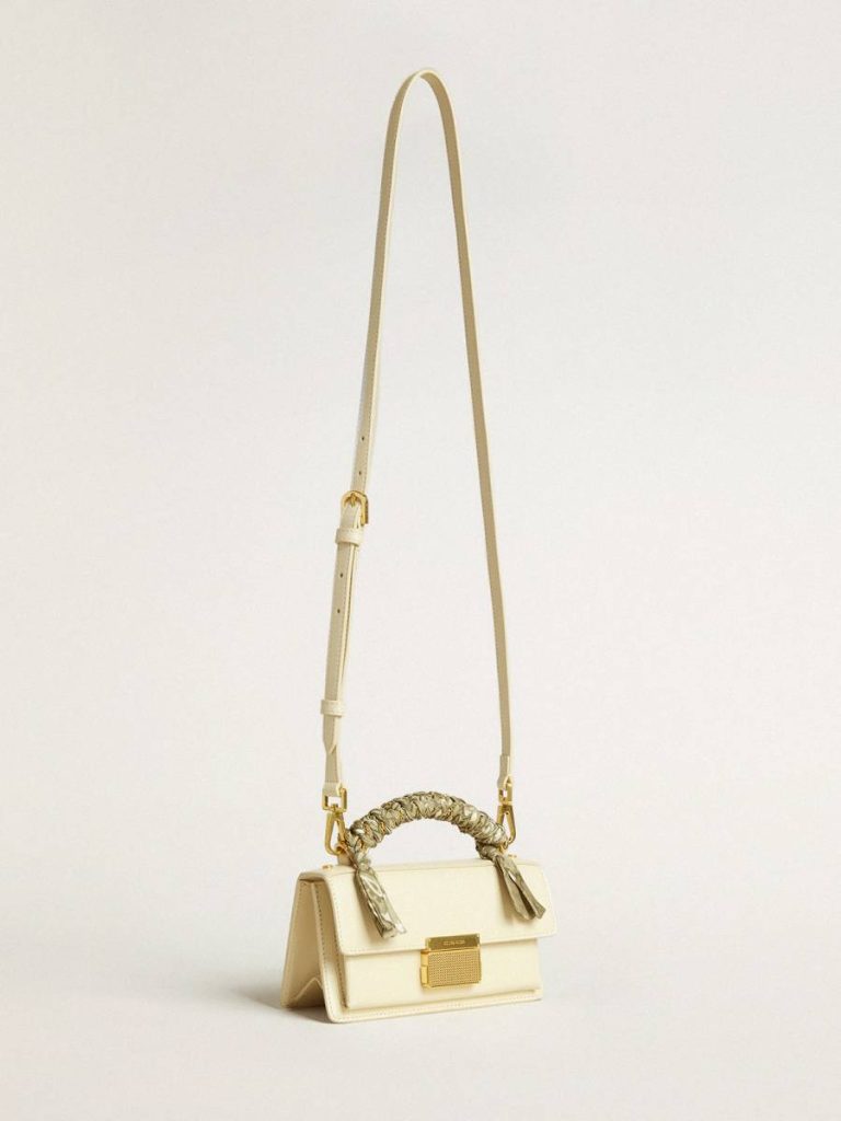 Golden Goose Crossbody Bags Small Venezia Bag In Butter-Colored Boarded Leather With Braided Scarf Women Butter