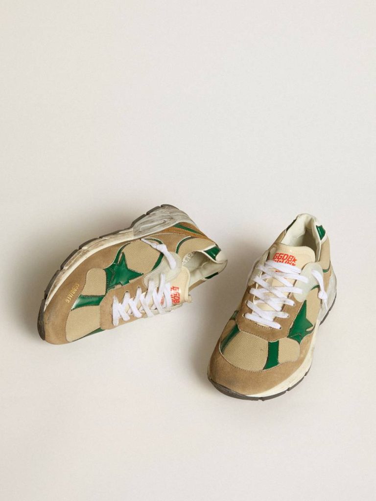Golden Goose Dad-Star Women’s Dad-Star Lab In Nylon With Green Leather Star And Suede Inserts Women