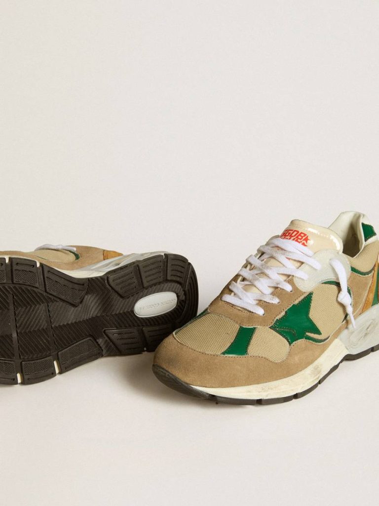 Golden Goose Dad-Star Women’s Dad-Star Lab In Nylon With Green Leather Star And Suede Inserts Women