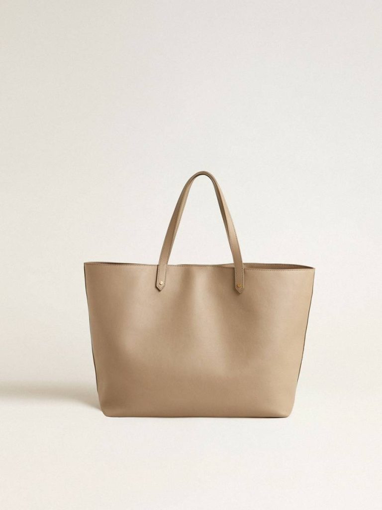 Golden Goose Dove Gray Shoulder Bags Dove-Gray Pasadena Bag In Smooth Leather With Gold Logo Women