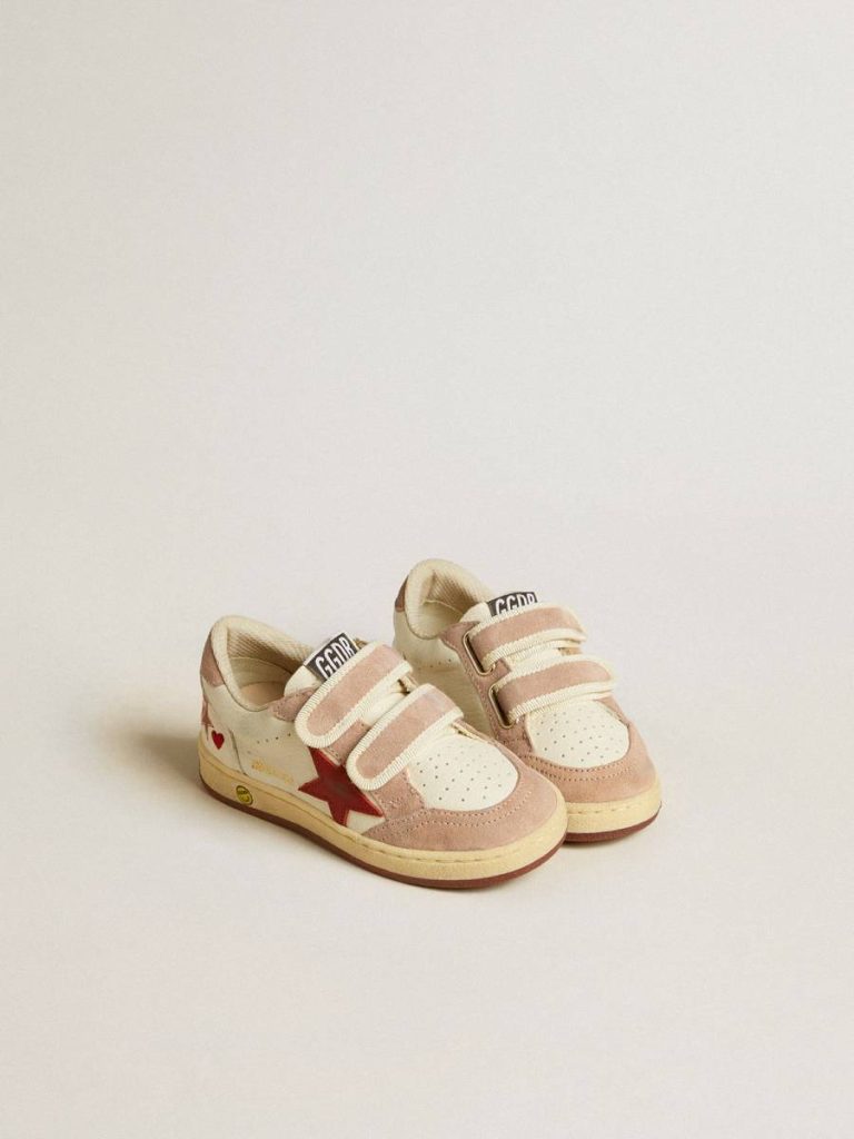 Golden Goose Girls (4-10 Years) Kids Ball Star Teen In Nappa And Suede With Red Star And Red Embroidered Heart