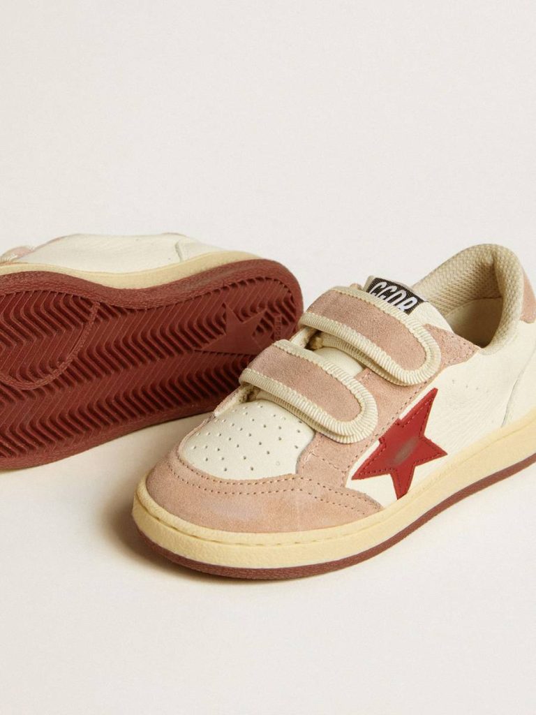 Golden Goose Girls (4-10 Years) Kids Ball Star Teen In Nappa And Suede With Red Star And Red Embroidered Heart