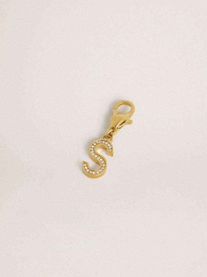 Golden Goose Gold Bag Accessories Women Letter S Charm In Gold-Colored Brass With Crystals