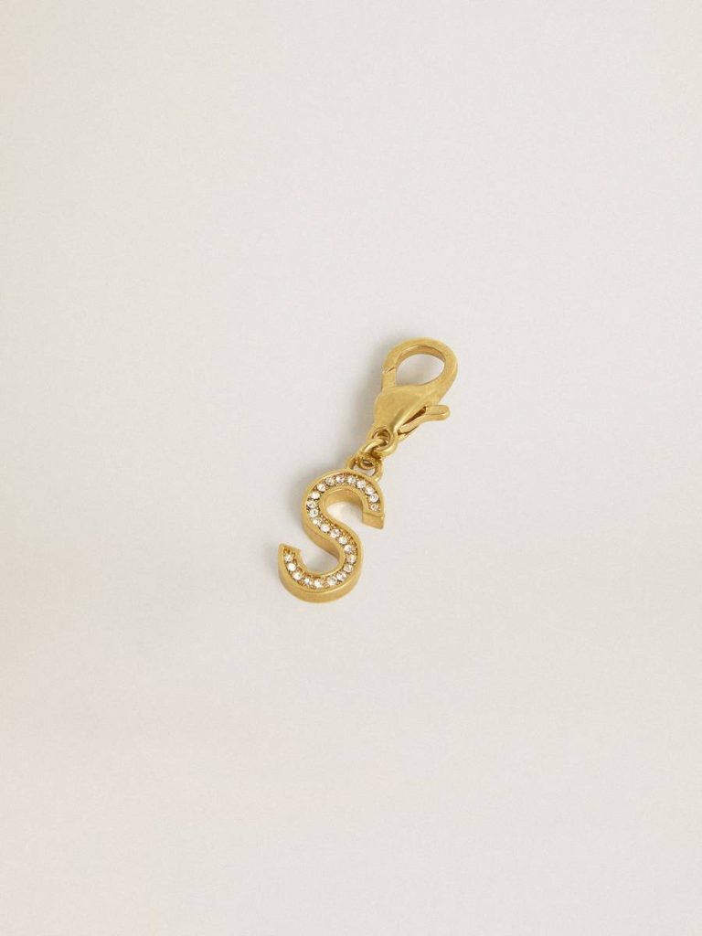 Golden Goose Gold Bag Accessories Women Letter S Charm In Gold-Colored Brass With Crystals