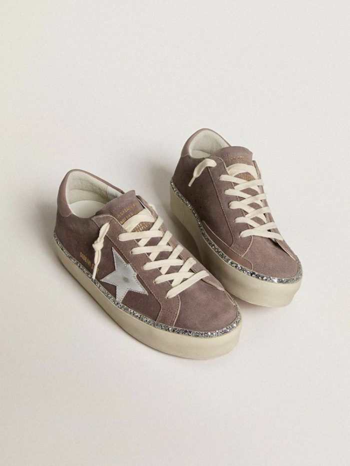 Golden Goose Hi Star In Suede With Silver Leather Star And Leather Heel Tab Hi Star Women