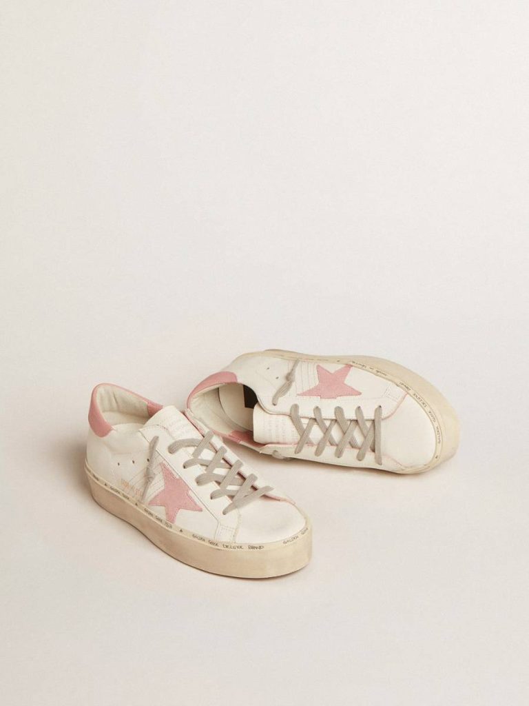 Golden Goose Hi Star Women Hi Star With Suede Star And Old Rose Leather Heel Tab White