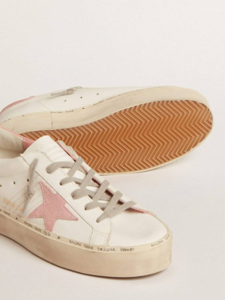 Golden Goose Hi Star Women Hi Star With Suede Star And Old Rose Leather Heel Tab White