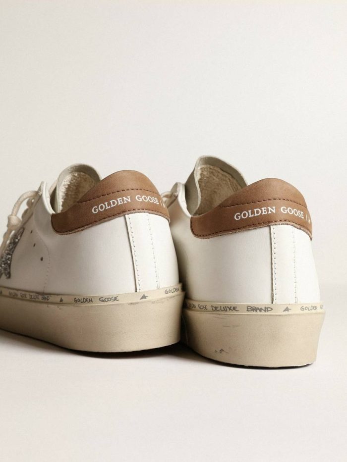 Golden Goose Hi Star Women White Women’s Hi Star With Silver Glitter Star And Dove-Gray Nubuck Heel Tab