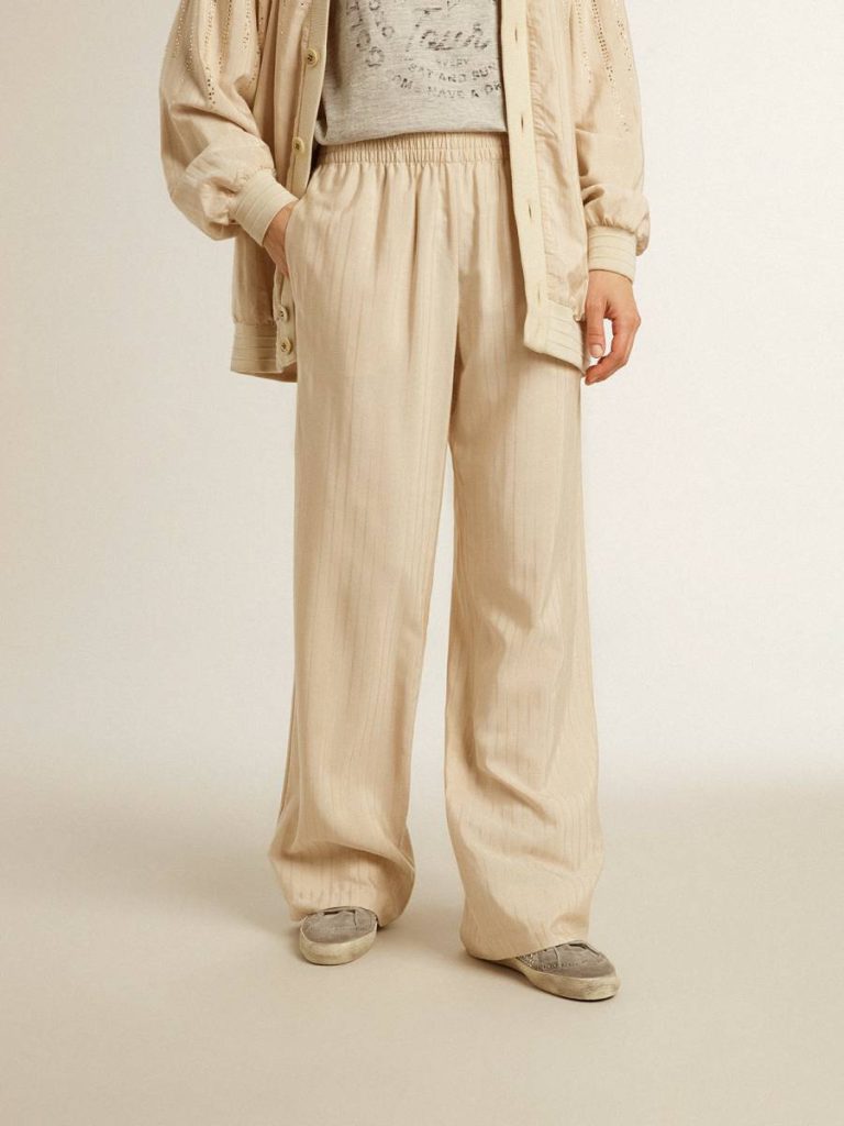 Golden Goose Jeans & Pants Women Women's Light Beige Silk And Viscose Joggers Light Beige