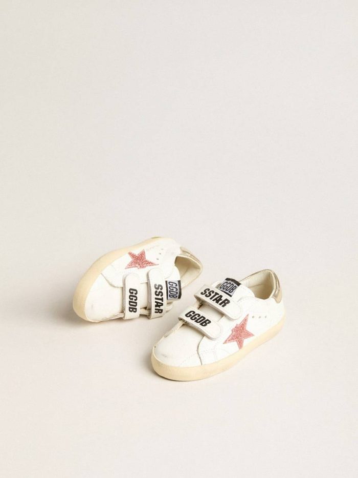 Golden Goose Junior Old School With Metallic Peach Leather Star Little Girls (1-3 Years) Kids