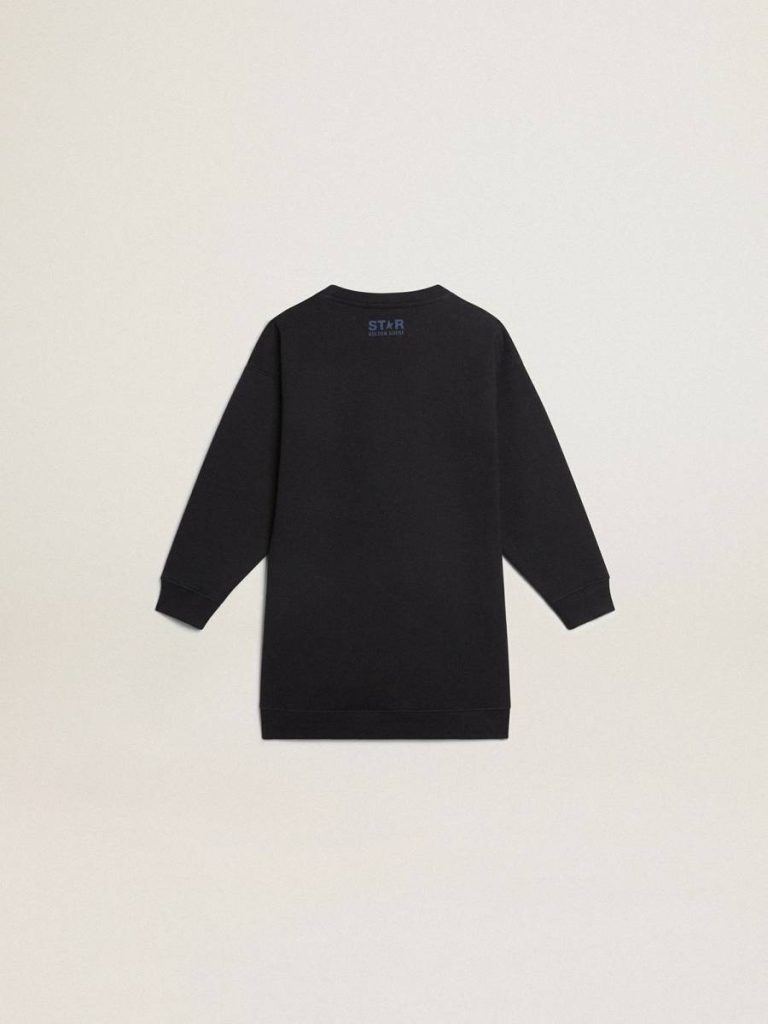 Golden Goose Kids Dark Blue Topwear Selection (4-12 Years) Girls’ Dark Blue Sweatshirt Dress With Sequin Star
