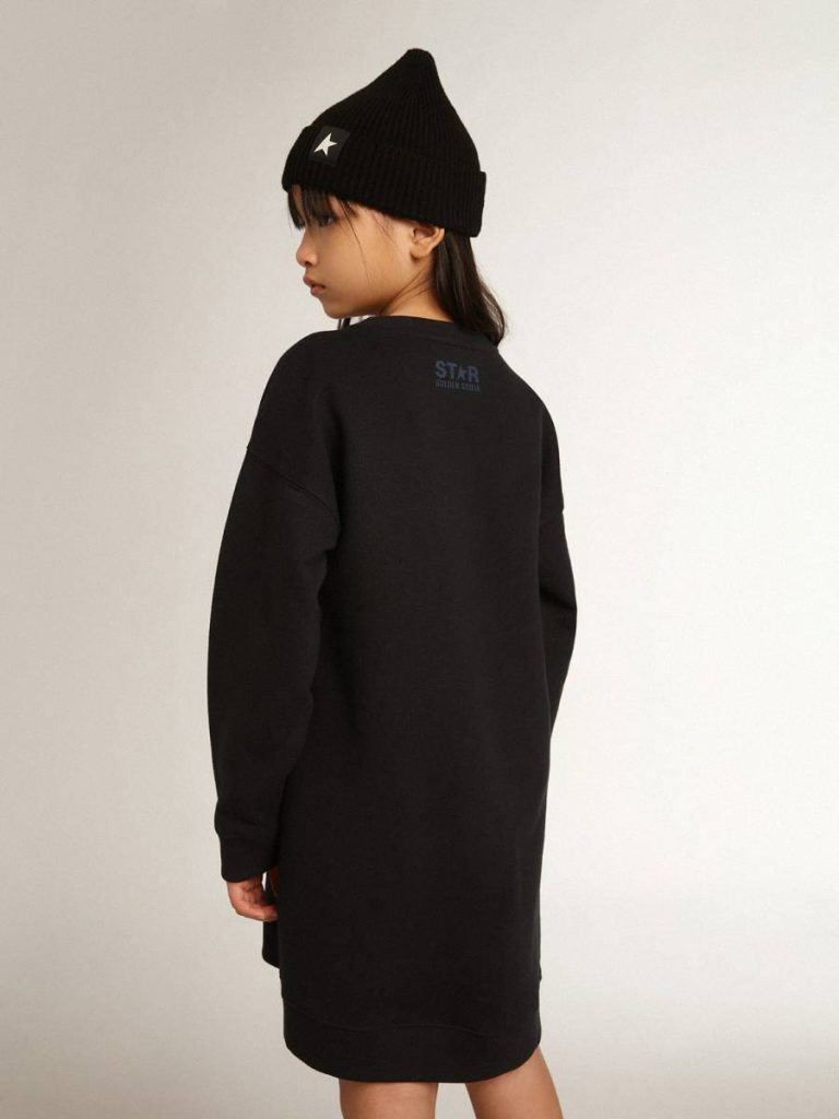 Golden Goose Kids Dark Blue Topwear Selection (4-12 Years) Girls’ Dark Blue Sweatshirt Dress With Sequin Star