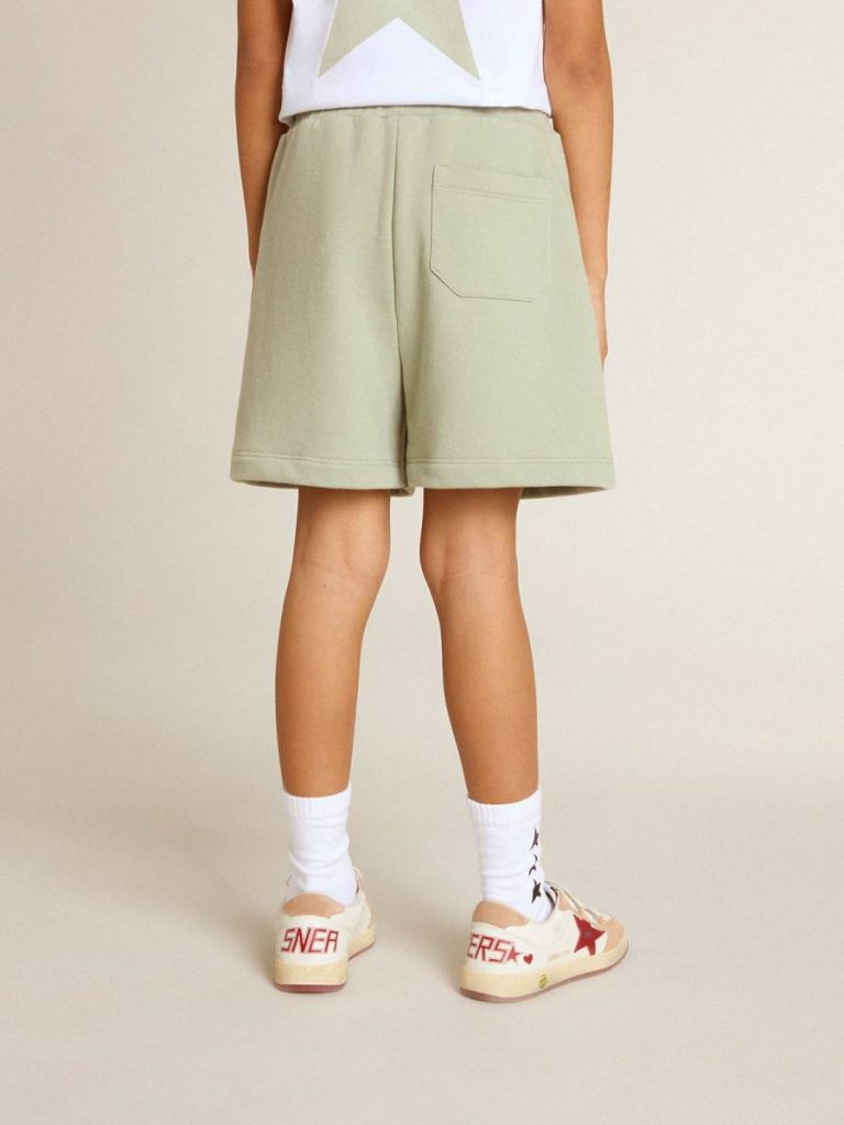 Golden Goose Kids Light Green Shorts With White Star Bottomwear Selection (4-12 Years) Light Green