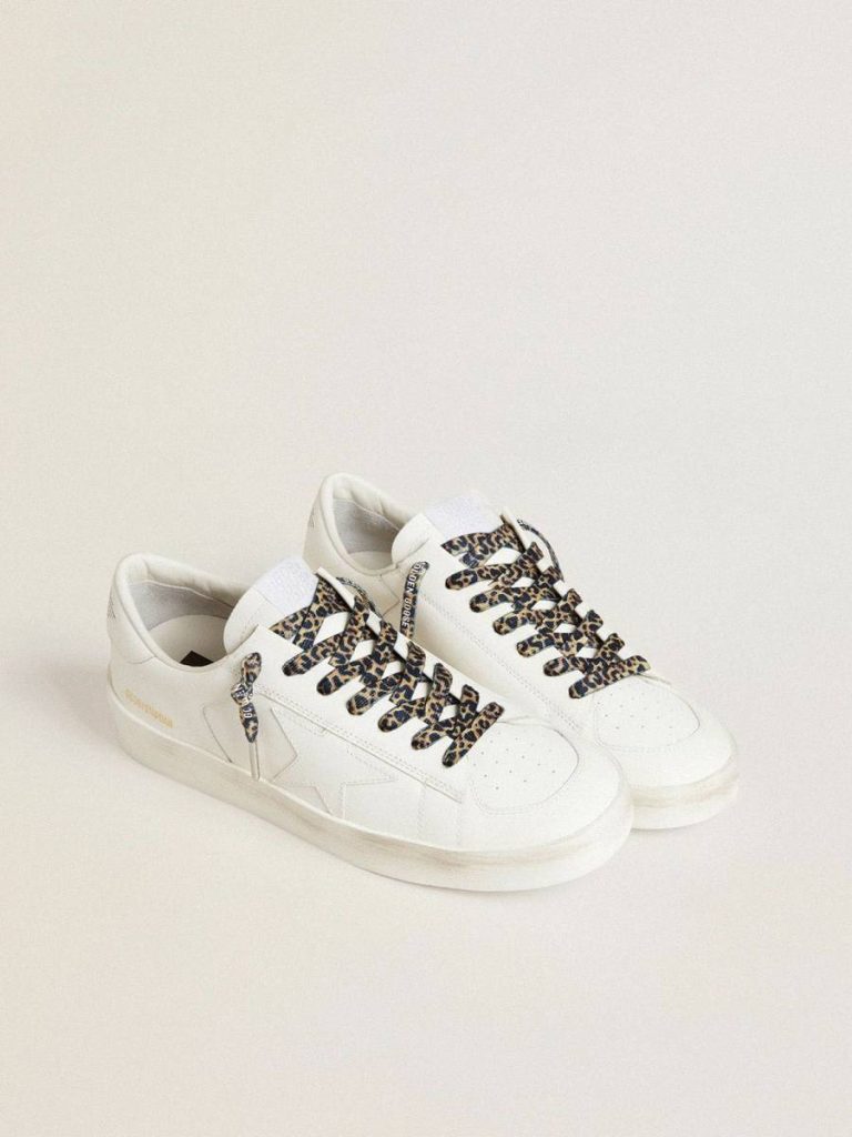 Golden Goose Laces Beige Leopard-Print Laces With Contrasting White Logo Beige And Brown Leopard Print Women